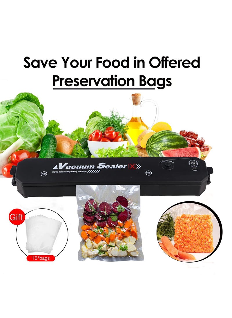 ORILEY ORILEY Vacuum Sealer Machine with LED Indicator Digital Controls Powerful Electric Automatic Air Sealing 15 Preservation Bags 90W black ORVMC02  - Image 3