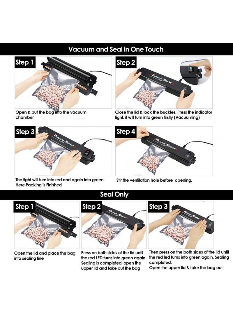 ORILEY ORILEY Vacuum Sealer Machine with LED Indicator Digital Controls Powerful Electric Automatic Air Sealing 15 Preservation Bags 90W black ORVMC02  - Image 5