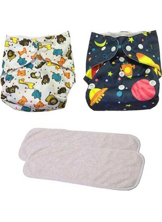 Chinmay Kids Baby Cloth Diaper Pants Adjustable Reusable Washable Printed Button Diaper For Babies Infants Toddlers (Age 0 To 2 Years) (Navy Blue White Lion) - Image 1