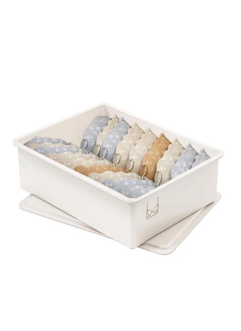 Plastic Underwear Organizer, Stackable Underwear Storage Box with Dustproof Lid for Closet Wardrobe, Socks Pants Bra Dispenser for Bedroom Cabinet, Drawer Dividers for Scarves Ties Cables (For Bra)