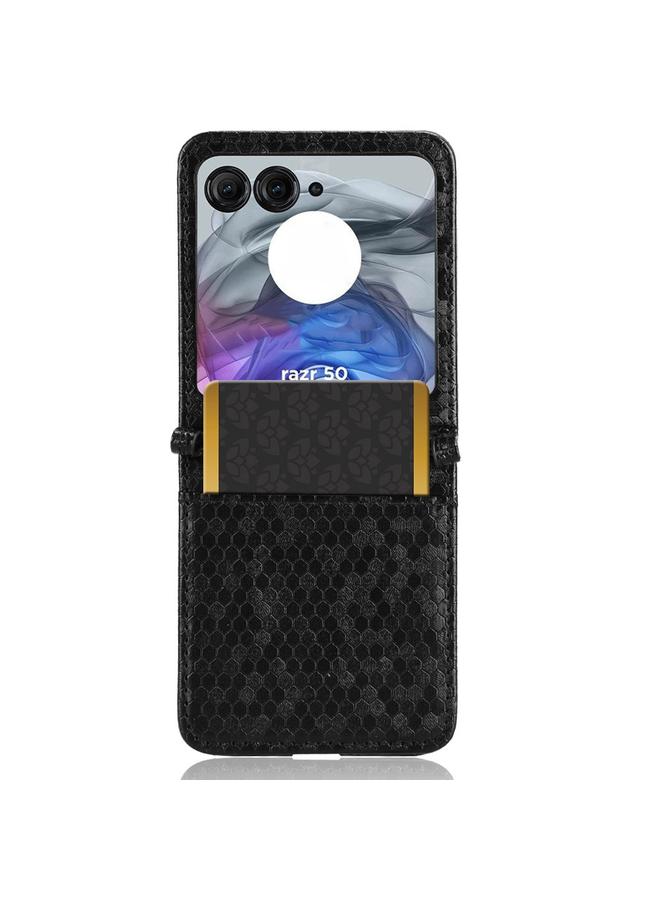 S-TOP Case For Motorola Razr 50 Honeycomb Dot Texture Card Slot Leather Phone Case - Image 3