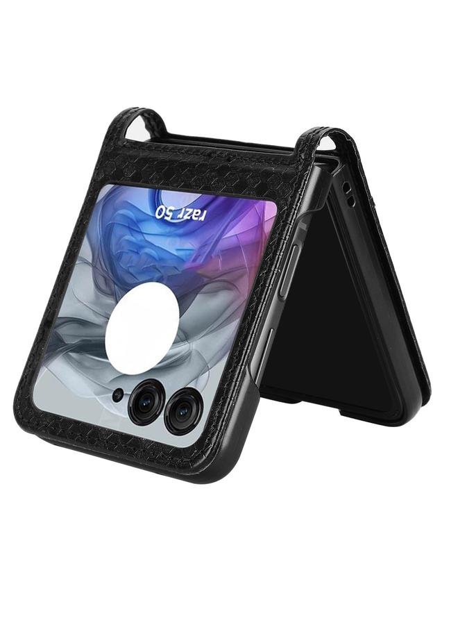 S-TOP Case For Motorola Razr 50 Honeycomb Dot Texture Card Slot Leather Phone Case - Image 5
