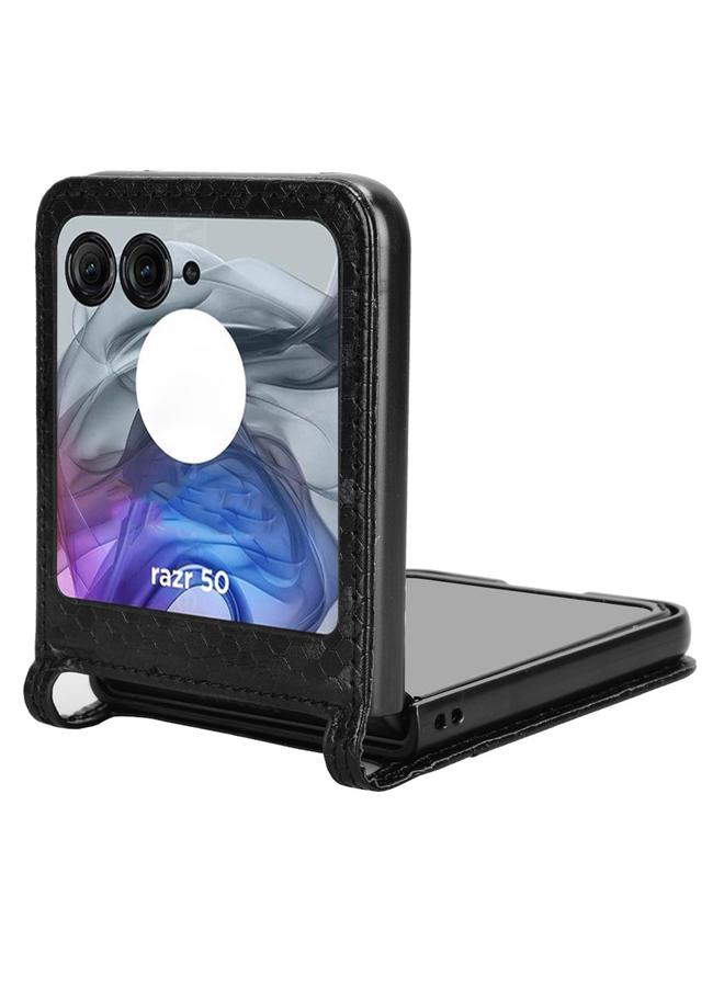 S-TOP Case For Motorola Razr 50 Honeycomb Dot Texture Card Slot Leather Phone Case - Image 4