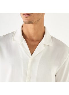 Iconic Iconic Relaxed Fit Textured Shirt with Camp Collar and Short Sleeves  - Image 4