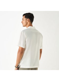 Iconic Iconic Relaxed Fit Textured Shirt with Camp Collar and Short Sleeves  - Image 3