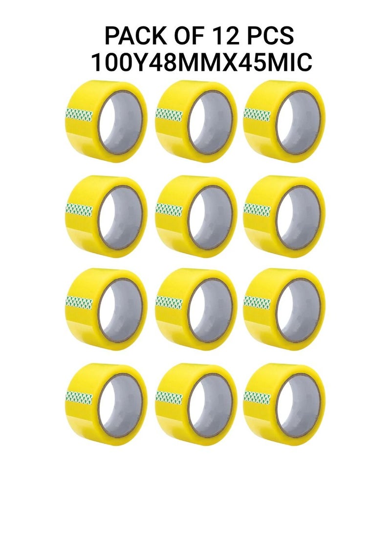 Yuwell Pack Of 12 Pcs Packing Tape For Sealing Parcel Boxes Use For Office Supplies And Home Packing Tape 100Y 48MMX45MIC - Image 1