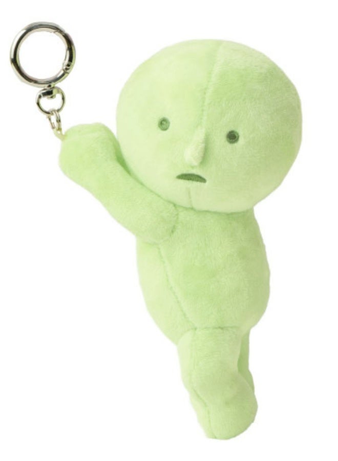 Smiski Plush Pendant Keychain - Cute Green Kawaii Character Bag Charm Hanging Keyring Accessory - Image 2