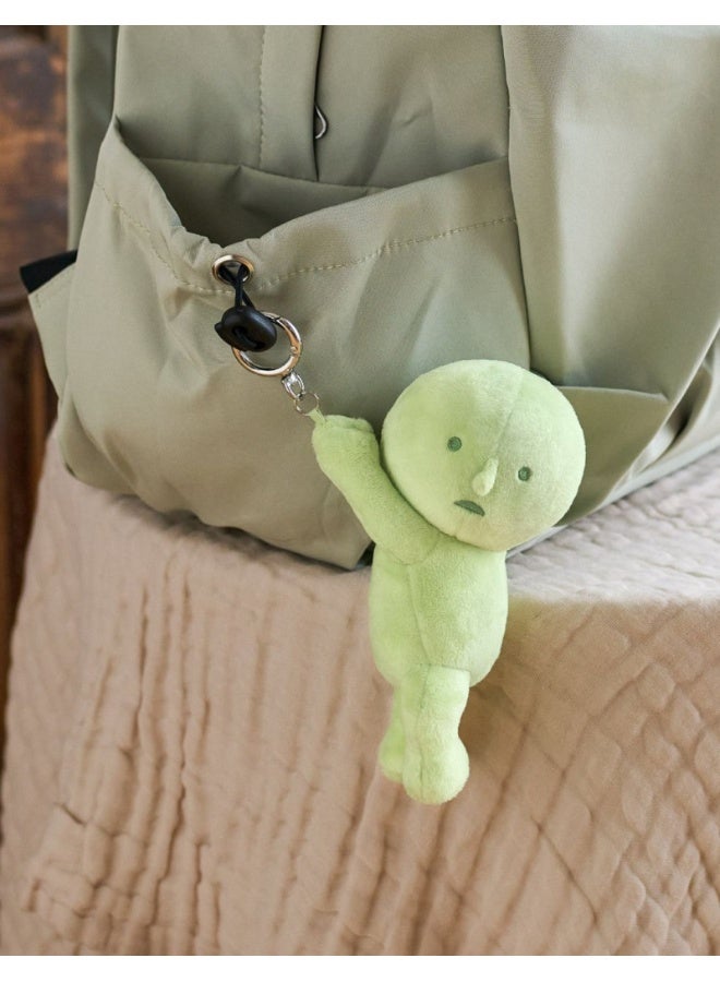 Smiski Plush Pendant Keychain - Cute Green Kawaii Character Bag Charm Hanging Keyring Accessory - Image 4
