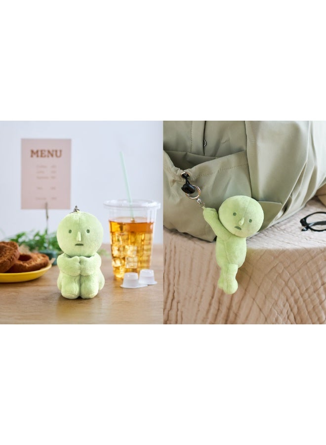 Smiski Plush Pendant Keychain - Cute Green Kawaii Character Bag Charm Hanging Keyring Accessory - Image 3