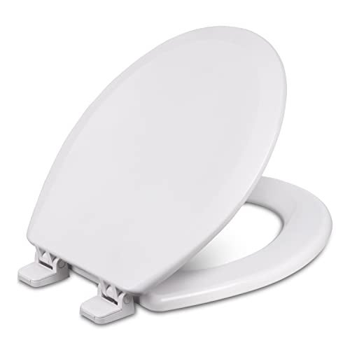 Centoco Wooden Toilet Seat Round, Closed Front with Cover, Residential, Made in the USA, 700-301, Crane White (Cotton/Bright) - Image 1