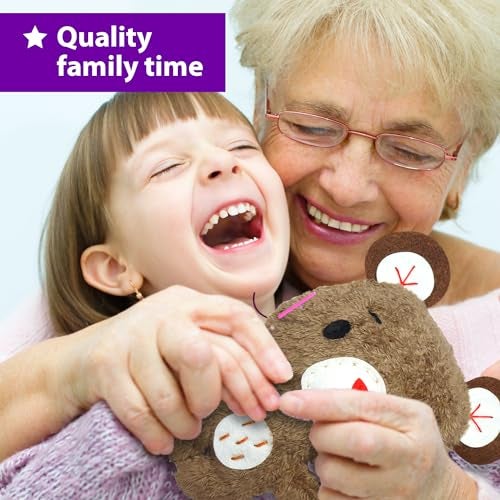 KRAFUN Sewing Kit for Kids Age 7 8 9 10 11 12 Beginner My First Art & Craft, Includes 3 Stuffed Animal Dolls Teddy, Raccoon and Owl, Instructions & Plush Felt Materials for Learn to Sew, Embroidery - Image 5