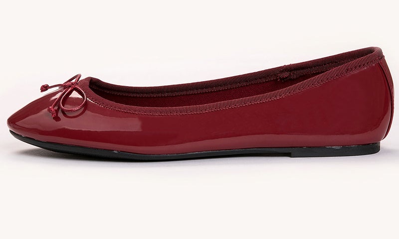 FEVERSOLE Women's Macaroon Colorful Memory Foam Cushion Insock Patent Ballet Flat Burgundy Red Size 7.5 M US - Image 3