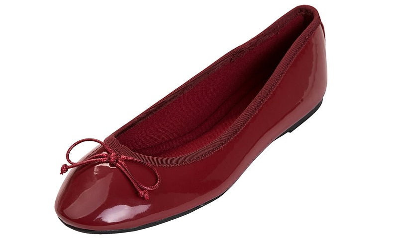 FEVERSOLE Women's Macaroon Colorful Memory Foam Cushion Insock Patent Ballet Flat Burgundy Red Size 7.5 M US - Image 1