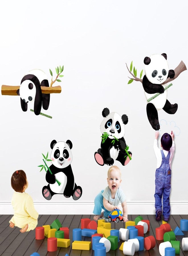Sticker Yard Baby Pandas Hanging PVC Vinyl Wall Sticker for Home Decor/Decoration - Living Room, Bedroom, Kids Room (Multicolor, Size: 76X76 CM)-Self-Adhesive - Image 1