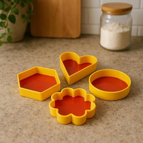 Vemlons Cutter for Cutlets/Cutlet Mold/ 4 Different Shape Plastic Biscuit Cutlet Cookies Cutter Mould Set Pastry Cake Muffin Jelly/Mould/Sancha - Image 1