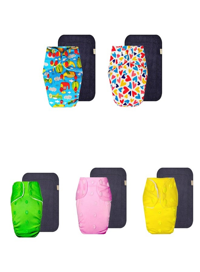 Dumbledo Premium Cloth Diaper with Gray Insert (Pack of 5) | Snug Fit | Leakproof | Travel Friendly | Designed by Moms | 3 Months - 3 Years | Unisex Baby - Image 1