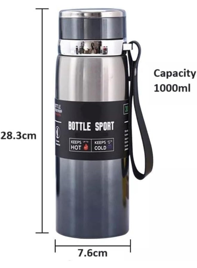 DENX DX2056 1000ml Stainless Steel Vacuum Insulated Water Bottle, Hot & Cold Thermos Flask with Tea Infuser, Double Wall Leakproof Reusable Bottle for Office, Gym, Travel & Outdoor Use - Image 3