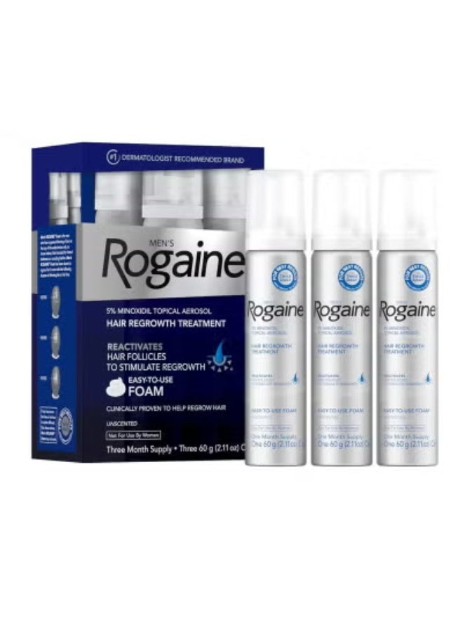 Regaine Men's 5 Pure Minoxidil Foam for Hair Loss and Regrowth (3-Month Supply)