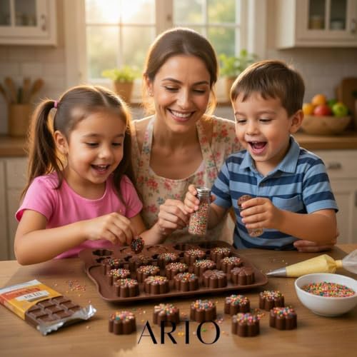ARTO 15-Cavity Flower Silicone Chocolate Mould – Intricate Floral Design, Food Grade, Non-Stick DIY Chocolate, Candy, Jelly & Soap Mold for Home Baking & Gifting (Brown) - Image 4