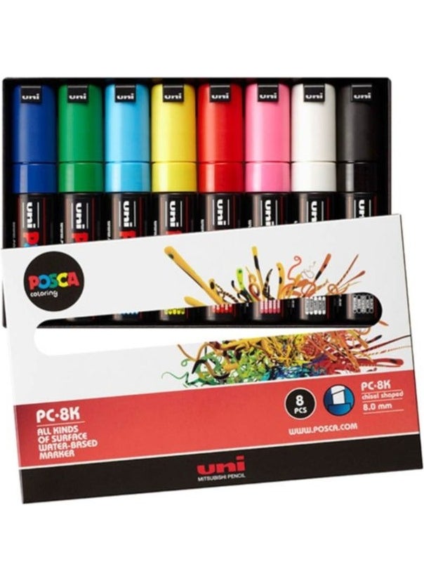 Uni-posca Water Based Marker PC-8k 8 Pack - Main Colors 