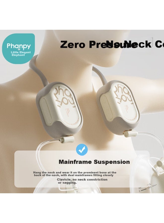 Xiaoya Elephant Hands-free Breast Pump Double-sided Electric Milk Collector Portable Magnetic Neck Hanging Variable Frequency High Suction Breast Pump - Image 1