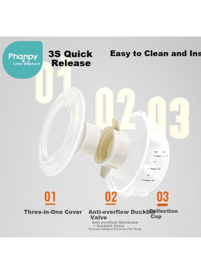 Xiaoya Elephant Hands-free Breast Pump Double-sided Electric Milk Collector Portable Magnetic Neck Hanging Variable Frequency High Suction Breast Pump - Image 2