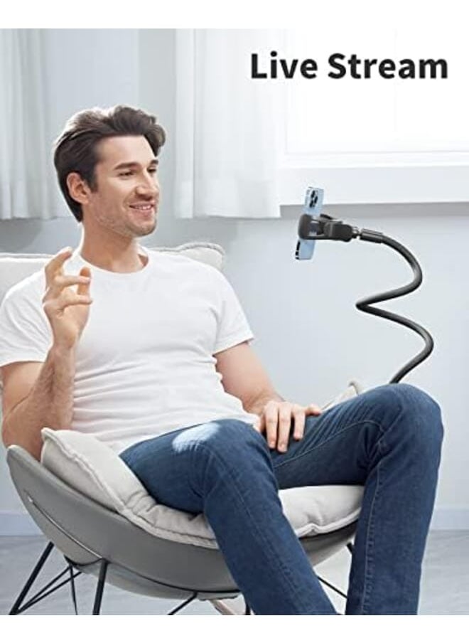 Gooseneck Phone Mount Holder Flexible Long Arm 360 Adjustable Ball Head For Bed Lazy Bracket Clamp Desk Stand Compatible With Cell Phone 12 11 Pro Max Xr 8 Plus Overall Length 37.4In Black