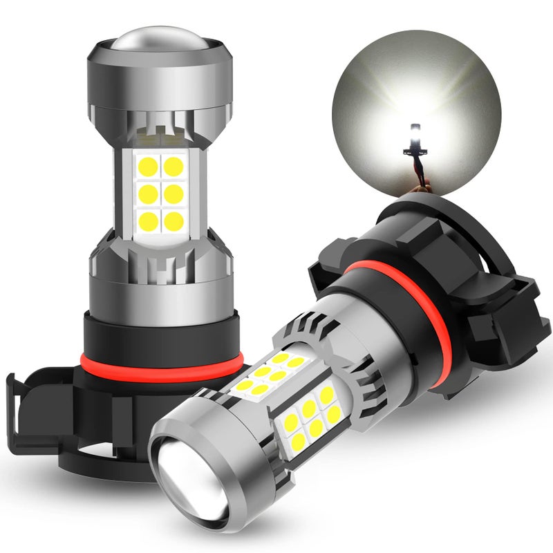 PHINLION 2504 PSX24W 12276 LED Fog Light Bulbs 3200 Lumens Super Bright 6000K Xenon White 3030 30 SMD Chips DRL Replacement Lamps for Cars Trucks SUVs