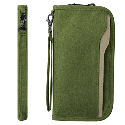 ZOPPEN Rfid Passport Holder Travel Wallet Family Documents Organizer Travel Accessories for 6 Passport, with Vaccine Card Slot Fits 4.3 X 3.5 inches Vaccine Card #06 Green - Image 1