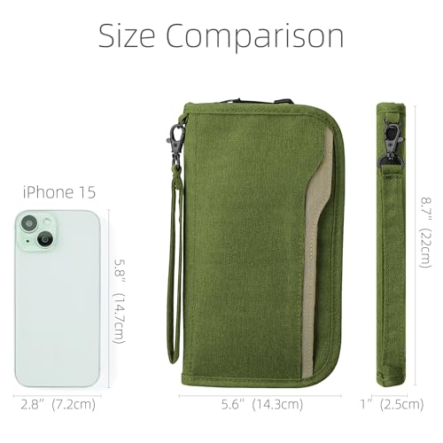 ZOPPEN Rfid Passport Holder Travel Wallet Family Documents Organizer Travel Accessories for 6 Passport, with Vaccine Card Slot Fits 4.3 X 3.5 inches Vaccine Card #06 Green - Image 3