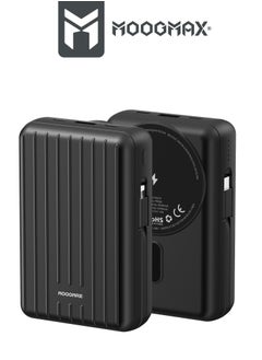 MOOGMAX 20000mAh Trunk series magnetic wireless power bank  22.5W super-charging, two built-in cables with 15W wireless charging, 3 external ports 1 Type-C and 1 Type-A, and a Lightning port. black  - Image 3
