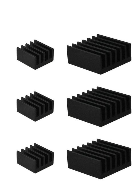 20pcs Heat Sink Mini Radiator Dissipate Heat Thermal Cooling Lower Temperature Easy to Install for PI IC CPU Chipset Raspberry Stepper Board Aluminum Black Assortment