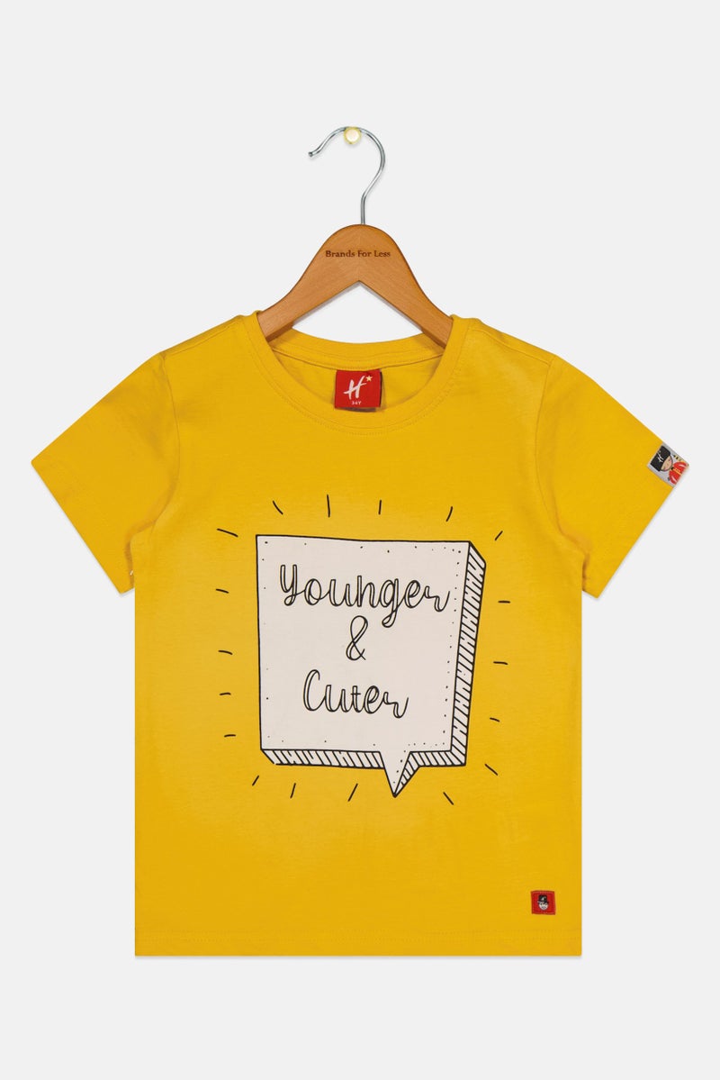 Hamleys Toddlers Boy Crew Neck Short Sleeve Graphic Print T-Shirt, Mustard - Image 3