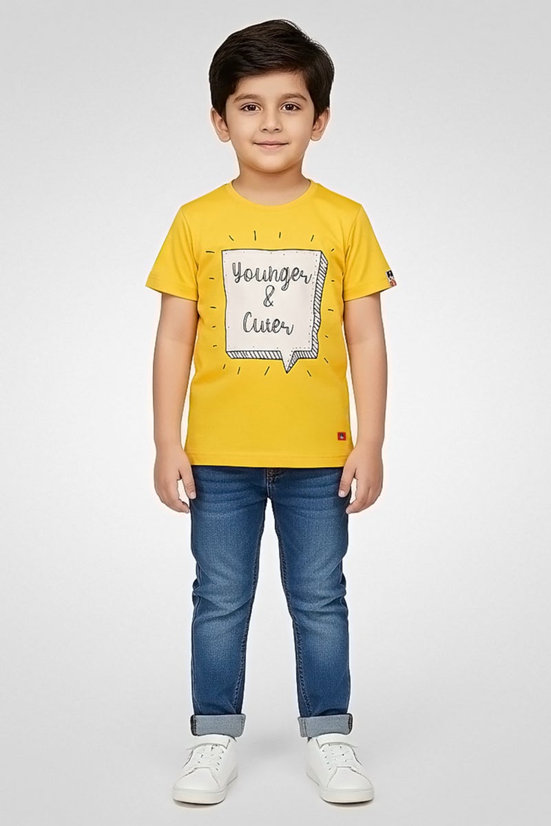 Hamleys Toddlers Boy Crew Neck Short Sleeve Graphic Print T-Shirt, Mustard - Image 1