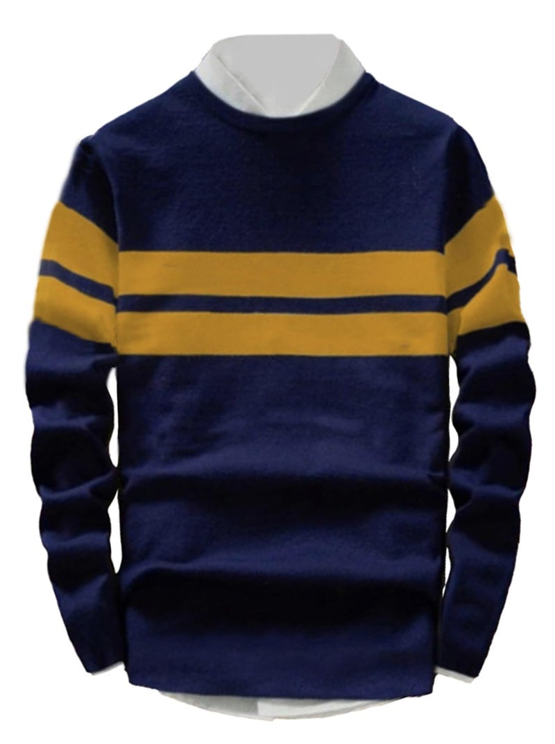 LEOTUDE Men's Cottonblend Full Sleeve Regular Fit T Shirt (18_NYV_P_Navy_M) - Image 1
