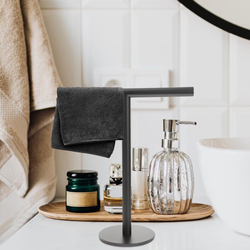 Stainless Steel Floor Standing Towel Rack Vertical Holder Portable No Drill Storage - Image 4