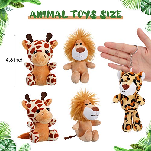 Sumind 12 Pieces Small Stuffed Animals Bulk Gifts Mini Stuffed Forest Jungle Animal Plush Toys 48 Inch Cute Elephant Lion Giraffe Tiger for Claw Machine Baby Shower DecorationsSitting Standing - Image 5