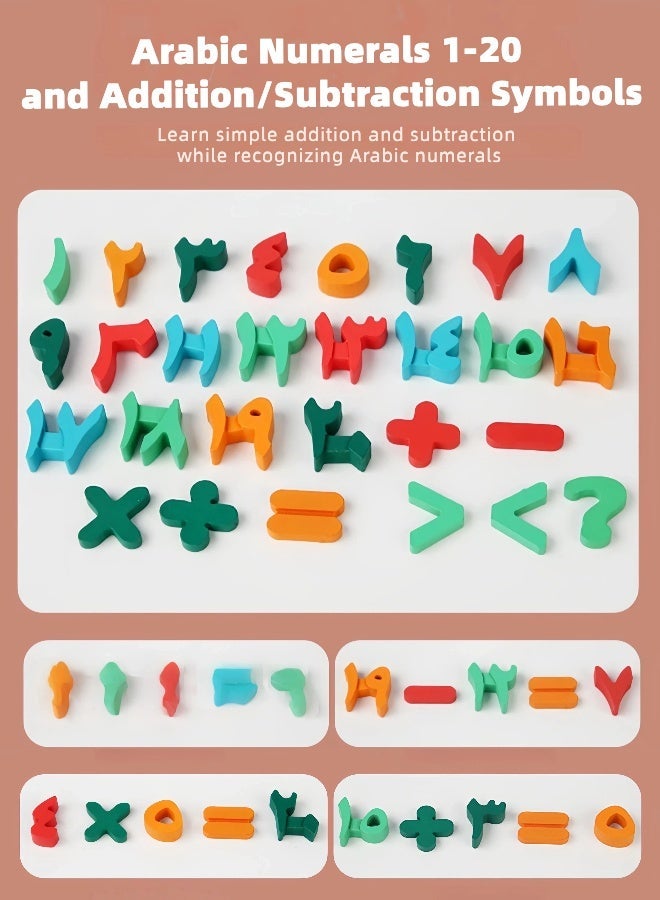 LUMOZ Arabic Numbers Montessori Toys for Kids Ages 3-5 - Wooden Number Blocks with Math Sticks & Tangram Puzzle, Early Learning Educational Toys for Toddlers to Learn Arabic Numbers & Counting - Image 2