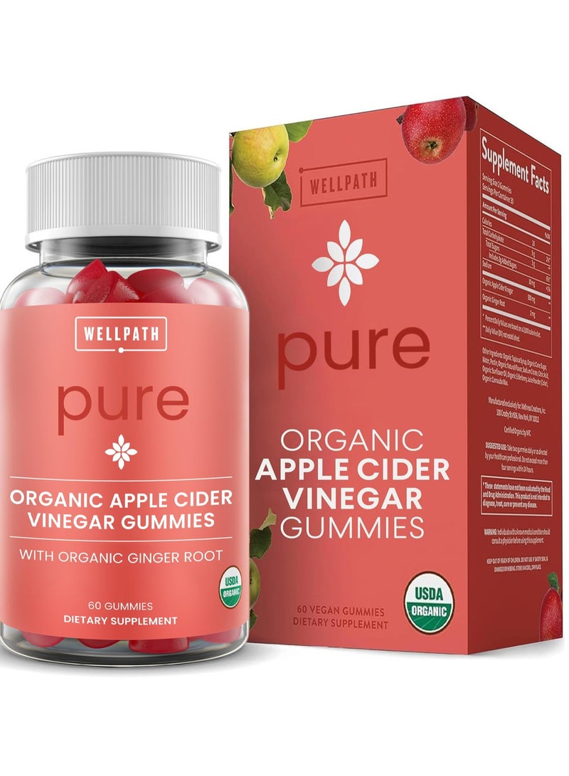 WellPath Pure Organic Apple Cider Vinegar Gummies from The Mother 60 Gummies 30 Servings - Image 1
