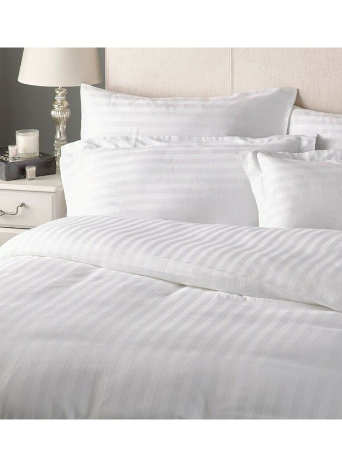 Pearl Coast Luxurious Stripe Duvet Cover Set | 3 pc White Bedding Set 1 Duvet Cover 0.5cm Stripe 230x220cm 2 Pillowcases 60x90+15cm  - Image 2