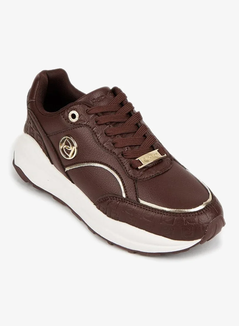 Paprika BROWN Textured Lace-Up Sneakers for Women | Best Price UAE