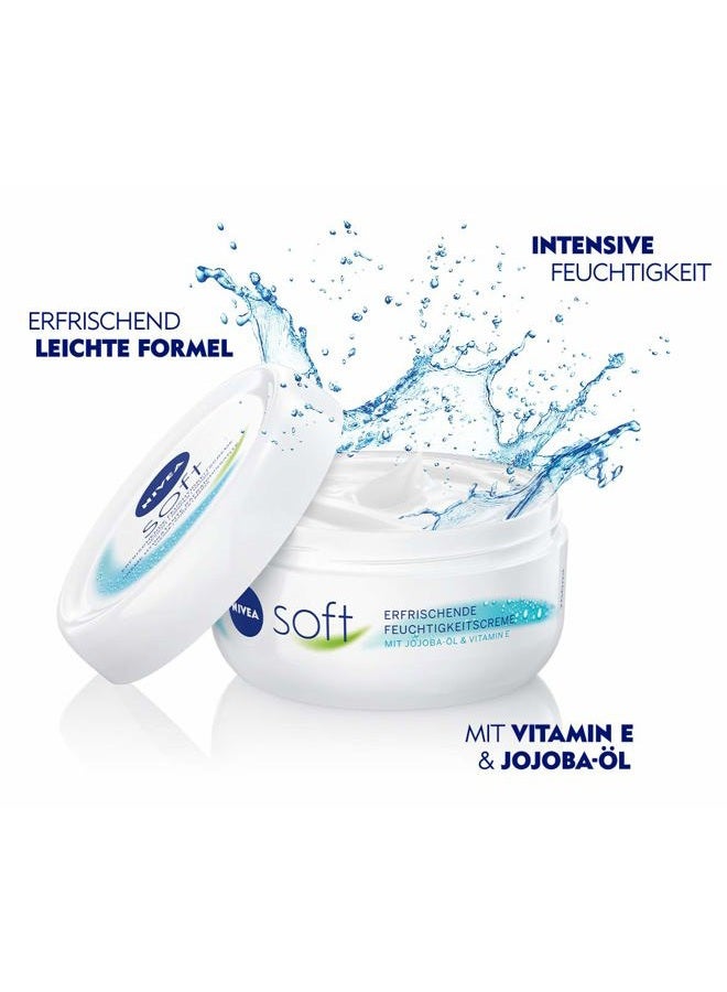 Nivea Soft Refreshing Moisturising Cream (200 ml), Nourishing Soft Cream with Vitamin E and Jojoba Oil, Fast Absorbing Skin Cream - Image 2