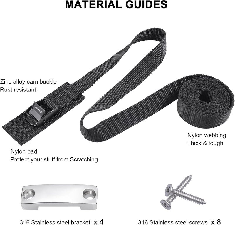 Ayaport Battery Tie Down Strap Battery Box Hold Down Kit 72”, Cooler Tie Down Kit, with Stainless Steel Bracket & Screws Used for RV Battery, Yeti Cooler Accessories - Image 3