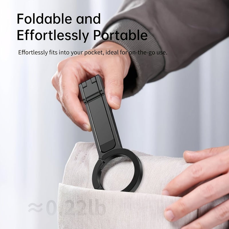 Silvery Aluminum Magnetic Phone Tripod For Smartphone Handsfree Viewing Compact Mobile Stand - Image 3