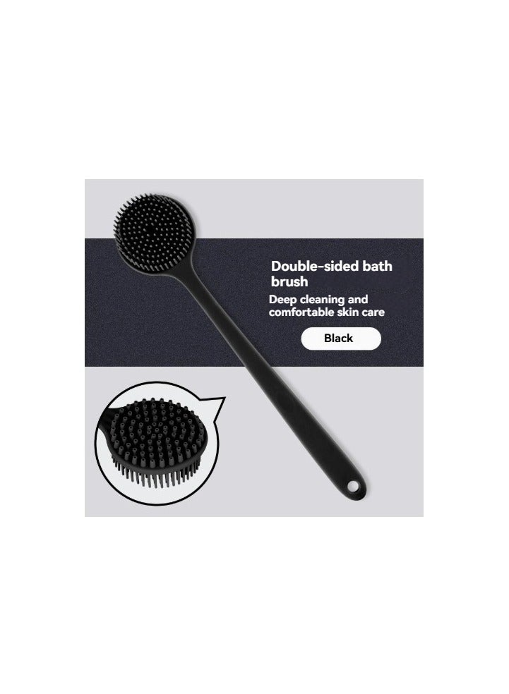 فرشاة حمام سيليكون سوداء طويلة المقبض - Image 1