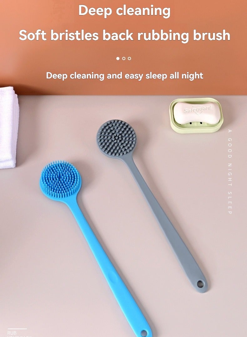 فرشاة حمام سيليكون سوداء طويلة المقبض - Image 2