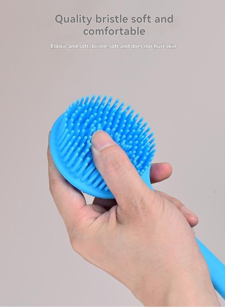 فرشاة حمام سيليكون سوداء طويلة المقبض - Image 4