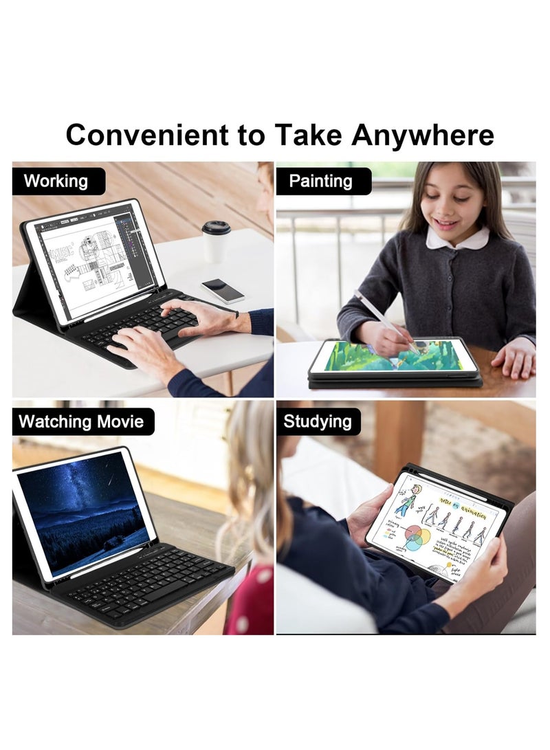Aookay Arabic and English Keyboard Case for 10.2 inch iPad 2021 9th, 8th, 7th Gen, Air 3, Pro 10.5 Lightweight Smart Cover with Detachable Keyboard And Pencil Holder  - Image 3