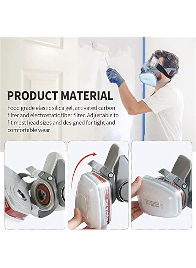 Arabest Full Face Gas Mask Set with Cartridge for Organic Vapor, Paint, Chemicals, Dust, and Fumes - Image 5