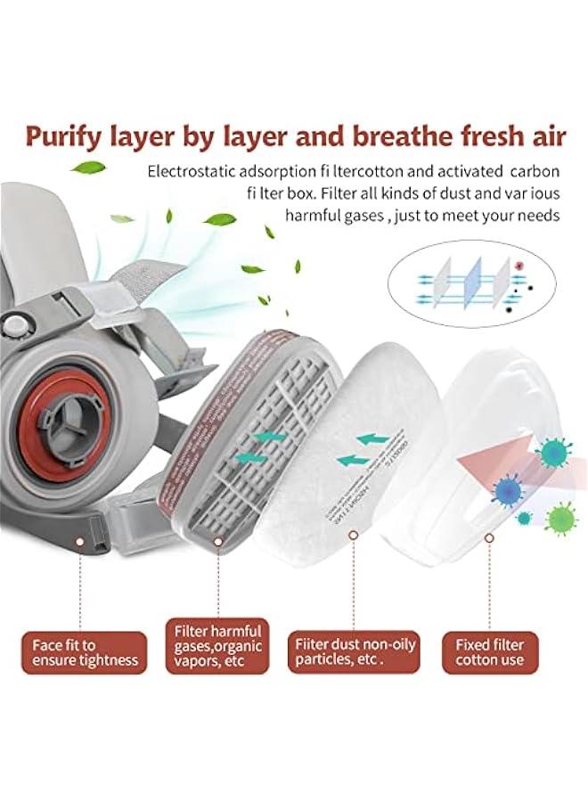 Arabest Full Face Gas Mask Set with Cartridge for Organic Vapor, Paint, Chemicals, Dust, and Fumes - Image 4